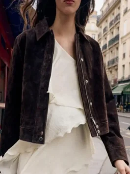 Supinder Wraich Suede Jacket showcasing professional fabric grain and luxury shirt style collar.