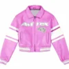 Avirex NY Womens Cropped Leather Jacket in premium real leather with a shirt style collar, rib knitted cuffs and Avirex's sharp bold cropped women's zip-up silhouette.