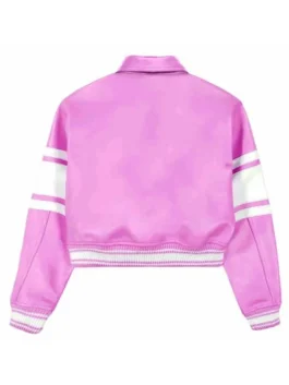 Avirex NY Womens Cropped Leather Jacket back view with a clean structured rib knitted hem and Avirex's bold cropped everyday leather silhouette.