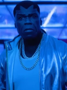 Balrog Street Fighter 2026 Satin Jacket in gleaming silver satin with a stand up collar, zipper closure and a sharp commanding everyday silhouette.