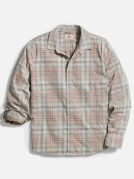 Beef Charles Melton Plaid Shirt front view highlighting the button closure, shirt style collar and crisp cotton plaid pattern throughout.
