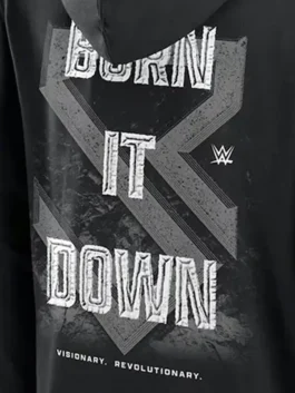 Seth Rollins Burn It Down Hoodie featuring professional fleece panels and a luxury zipper closure.