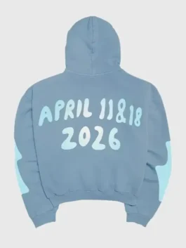 Chelly Valley Hoodie back view highlighting professional light blue finish and luxury rib knitted hem.
