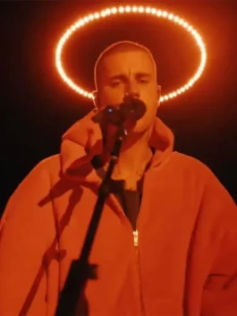 Coachella Justin Bieber Pink Hoodie highlighting professional fur grain and luxury rib knitted cuffs.