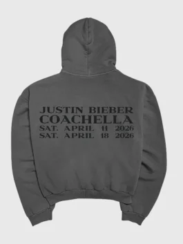 Coachella Justin Bieber SWAG Hoodie back view highlighting professional fleece grain and luxury rib knitted hem.