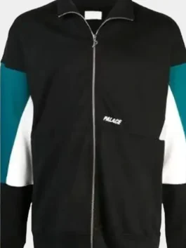 Euphoria S02 Angus Cloud Track Black Jacket in bold black fleece with a stand up collar and Fezco's effortless street energy.