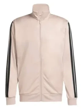 Euphoria S03 Maddy Perez Track Jacket as worn by Alexa Demie in warm beige fleece with a sharp stand up collar and a bold confident zip-up silhouette.