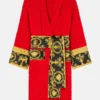 Versace Floyd Mayweather Robe front view with luxury hooded collar and professional belted closure.