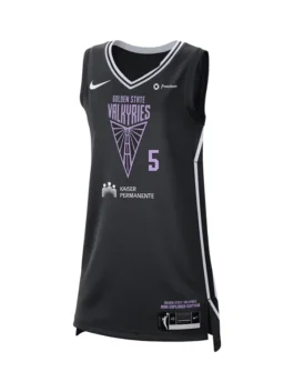 Golden State Valkyries Kayla Thornton Victory Badge Jersey highlighting professional jersey grain and luxury sleeveless cut.