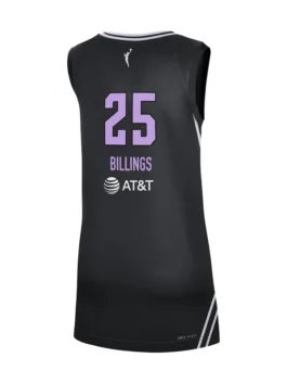 Golden State Valkyries Monique Billings Victory Jersey back view highlighting professional black finish and luxury V neck.