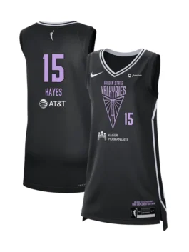 Golden State Valkyries Tiffany Hayes Player Jersey in professional black polyester with luxury V neck design.