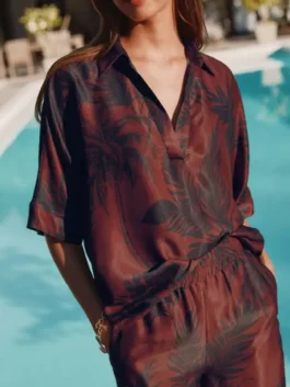 Great Celebrity Bake Off Alison Hammond Palm Print Shirt in striking orange with a bold tropical palm print and Alison Hammond's signature warm everyday style.