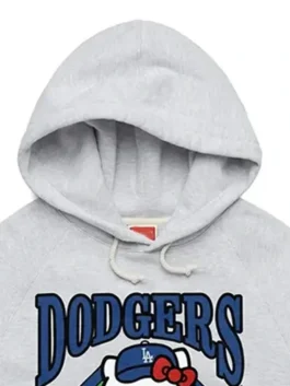 Hello Kitty x Los Angeles Dodgers Hoodie in warm grey fleece with full length sleeves, soft lining and kangaroo front pockets.