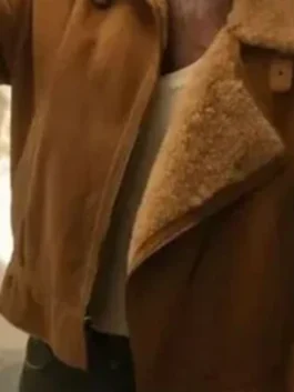 I Love LA Jordan Firstman Suede Jacket showcasing professional fabric grain and luxury shearling cuffs.