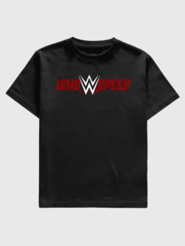 IShowSpeed x WrestleMania Black T-Shirt featuring professional fleece panels and a luxury pullover style.