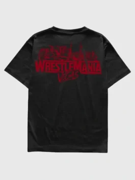 IShowSpeed x WrestleMania Black T-Shirt back view highlighting professional black finish and luxury half sleeves.