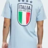 Italy World Cup 2026 Away Blue Graphic T Shirt back view highlighting professional panels and luxury material.