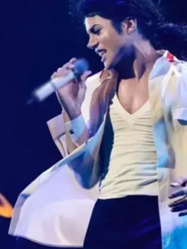 Michael Jaafar Jackson White Jacket in professional white cotton with luxury shirt style collar design.