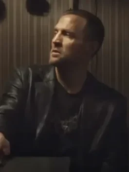 Jo Nesbos Detective Hole Tobias Santelmann Jacket as Harry Hole in bold black real leather with a sharp lapel collar and a commanding detective silhouette.