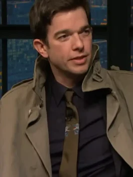 John Mulaney Trench Coat in crisp cotton with a bold stand up collar and a sharp refined button-up silhouette full of understated everyday elegance.