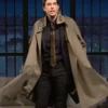 John Mulaney Trench Coat in clean cotton with a stand up collar, full length sleeves and a sharp refined everyday button-up outerwear silhouette.