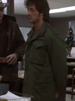 Sylvester Stallone M65 Field Jacket worn by John Rambo in classic green cotton with a commanding military-inspired casual look.
