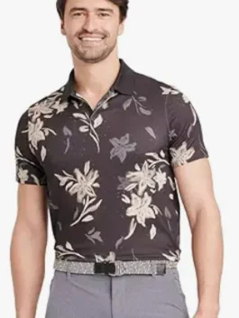 Company Retreat Dougie Jr Black Shirt featuring professional fabric panels and luxury half button closure.