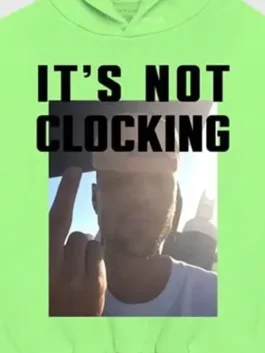 Justin Bieber It's Not Clocking To You Coachella Hoodie in vibrant green fleece with a relaxed hooded pullover fit and bold festival energy.