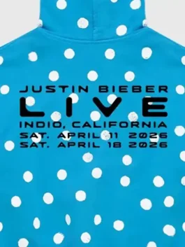 Justin Bieber Skylrk White Spot Hoodie in professional blue fleece with luxury white spot pattern.