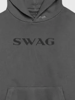 Coachella Justin Bieber SWAG Hoodie highlighting professional charcoal finish and luxury kangaroo style pockets.