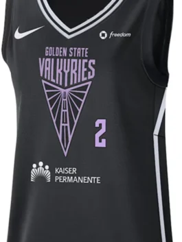 Golden State Valkyries Kaitlyn Chen Victory Jersey featuring professional fabric panels and a luxury pullover closure.
