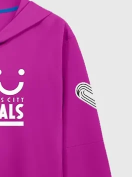 Kansas City Royals City Connect Purple Hooded Top featuring dense fabric texture and pullover style.