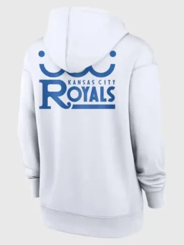 Kansas City Royals City Connect White Hoodie rear view showing seamless stitching and ribbed hem.