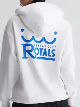 Kansas City Royals City Connect White Hoodie with full length sleeves and luxury pullover entry.