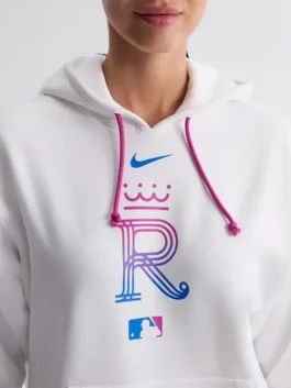 Kansas City Royals City Connect White Hoodie in dense winter fleece with a structured hood.