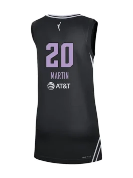 Kate Martin Golden State Valkyries Victory Badge Jersey back view in professional black polyester with luxury V neck.