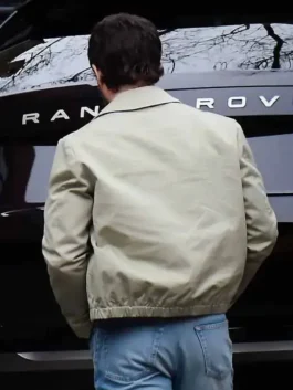 Kit Harington Count My Lies Cotton Jacket back view in clean grey cotton with a relaxed structured silhouette and open hem cuffs for a polished everyday finish.