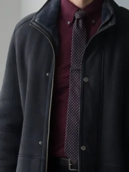 Law and Order S25 Reid Scott Black Coat in bold black wool with a stand up collar and Vincent Riley's sharp and commanding Season 25 presence.