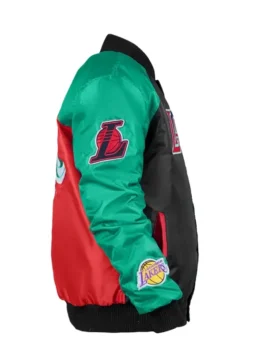 Los Angeles Lakers Ty Mopkins Red Black Jacket in professional satin with luxury rib-knitted collar design.