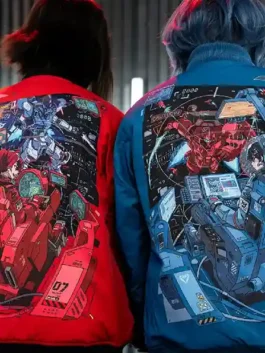 Boomslank M.RAGE Dogfight Sengoku Edition Jacket in professional blue finish with luxury graphic printed details.