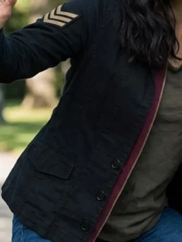 Charmed Mel Vera Black Jacket in professional black cotton with a luxury shirt style collar.