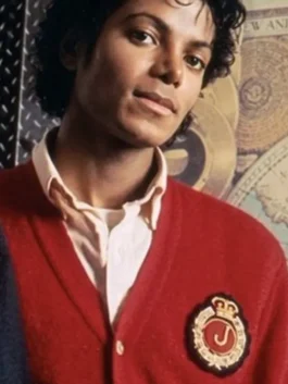 Michael Jaafar Jackson Red Cardigan highlighting professional red finish and luxury full length sleeves.