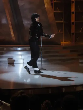 Michael 2026 Jaafar Jackson Sequin Blazer in professional black shimmering fabric with luxury lapel collar.