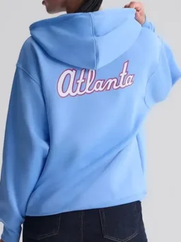 Atlanta Braves 2026 City Connect Hoodie in sky blue fleece with a drawstring hooded collar.
