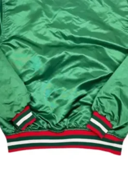 New Jersey Devils 90s Retro Green Jacket featuring professional satin panels and a luxury snap tab closure.