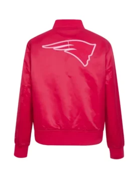 NFL New England Patriots Triple Pink Jacket back view in professional pink satin with luxury tailored stitching.