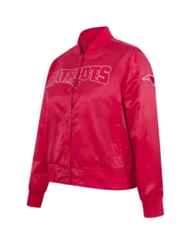 NFL New England Patriots Triple Pink Jacket left view featuring professional pink panels and luxury rib-knitted cuffs.