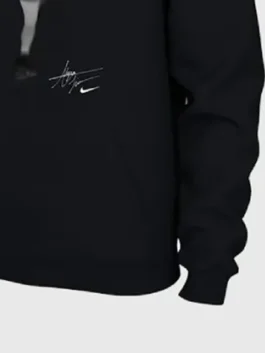 Alysa Liu Hoodie in professional black premium fleece with a luxury hooded style collar.