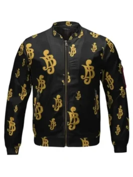 One Piece Luffy Jacket in professional black polyester with luxury rib knitted hem and cuffs.