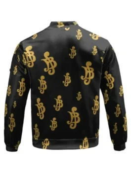 One Piece Luffy Jacket back view featuring professional black panels and luxury fabric integrity.
